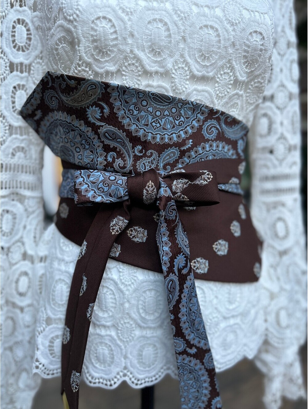 Upcycled Vintage Necktie Obi Belt | Corset Style | OOAK | OS